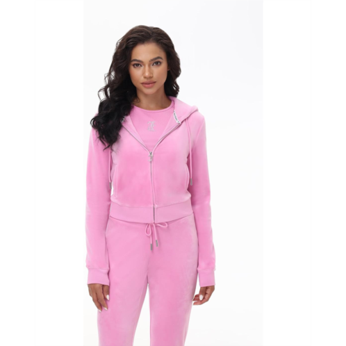 Juicy Couture Luxe Velour Juicy Hoodie with Back Bling