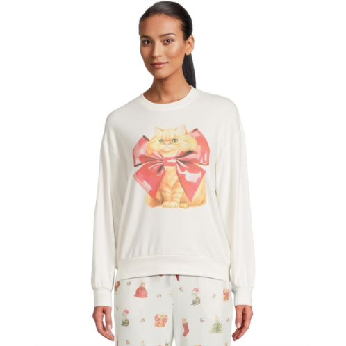 P.J. Salvage Womens PJ Salvage Feline Festive Crewneck Top