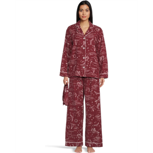 P.J. Salvage Womens PJ Salvage Flannel PJ Set with Headband