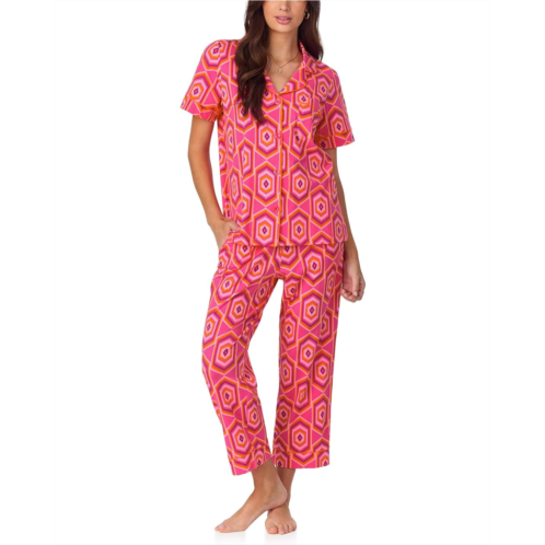 Womens Bedhead PJs Short Sleeve Cotton Knit Cropped Pajama Set