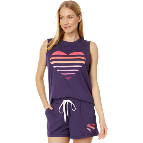 P.J. Salvage Womens PJ Salvage Scattered Palms Ombre Heart Tank