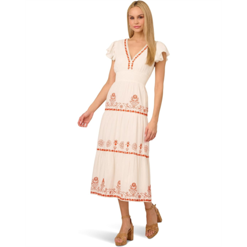 Adrianna Papell Smocked Waist Long Dress
