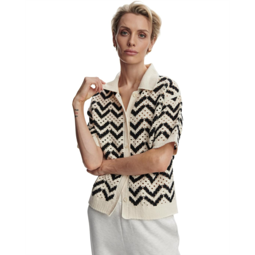 Womens Varley Anais Crochet Polo Shirt