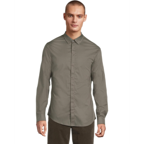 Mens Armani Exchange Slim Fit All Over Print Stretch Cotton Button Down