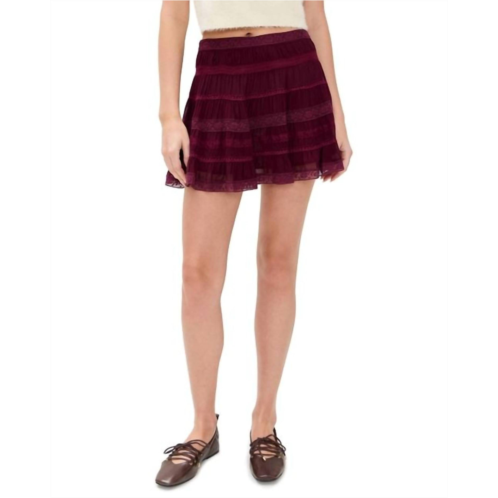 LoveShackFancy fleetta skirt in rich maroon