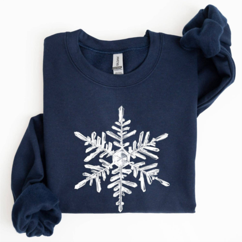GILDAN womens snowflake sweatshirt in navy