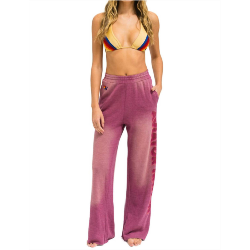 AVIATOR NATION 3d wide leg pocket sweatpant in faded berry