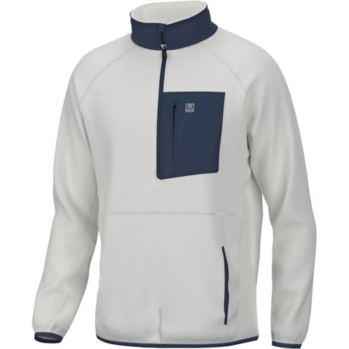 HUK mens waypoint fleece 1/2 zip jacket in egret