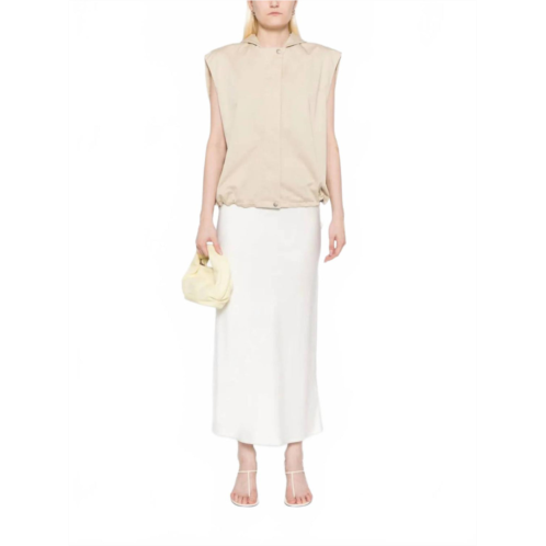 St. Agni cotton sleeveless parka hoodies in champagne