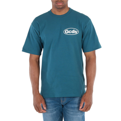 GCDS mens teal shop list cotton t-shirt