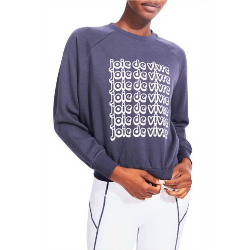 Kensie long sleeve raglan joie de vivre sweatshirt in nautilus