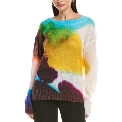 Oscar de la Renta abstract watercolor mohair & wool-blend sweater