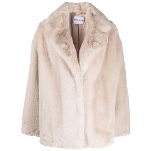 STAND STUDIO womens savannah faux fur jacket in off white