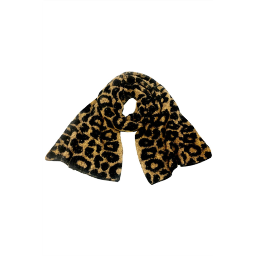 Kensie womens leopard fuzzy scarf in brown