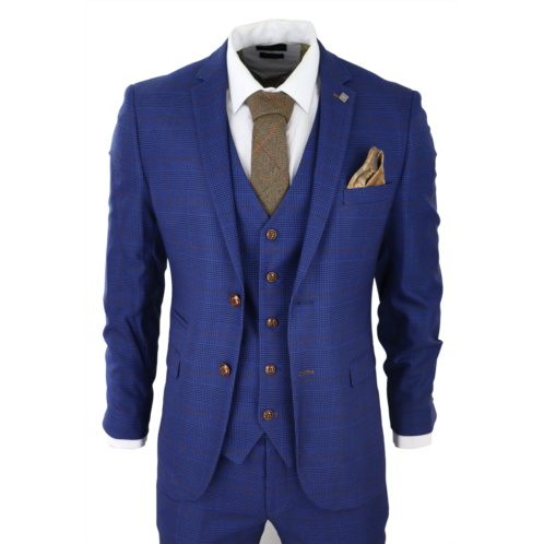Paul Andrew alex blue brown check wedding 3 piece suit