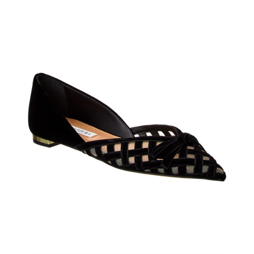 Aquazzura romance velvet & mesh flat