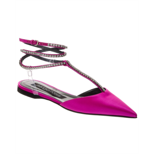 Sergio Rossi ankle strap satin flat