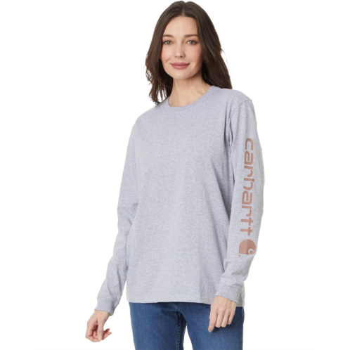 Womens Carhartt Loose Fit Heavyweight Long Sleeve Logo Sleeve T-Shirt
