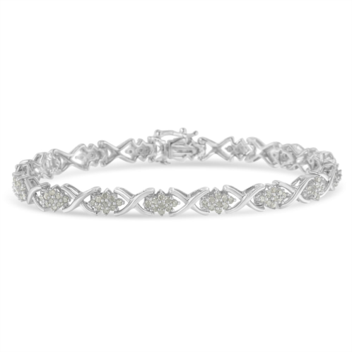 Haus of Brilliance .925 sterling silver 1-1/2 cttw diamond cluster x link 7 tennis bracelet
