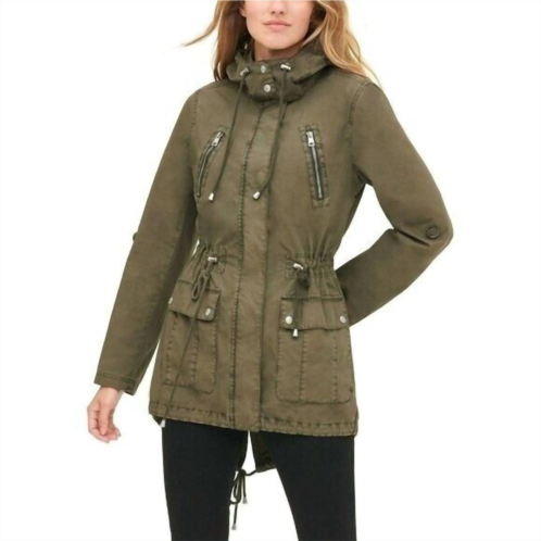 LEVI parachute fish tail mid length utility jacket in green