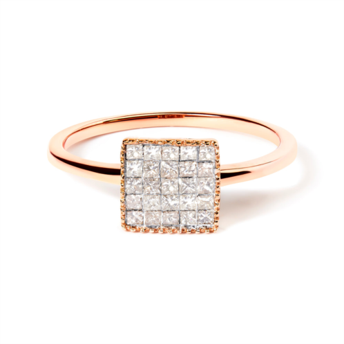 Haus of Brilliance 10k rose gold 1/3 cttw invisible set princess cut diamond composite square shape ring