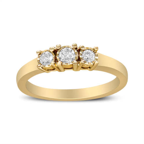 Haus of Brilliance 14k yellow gold plated .925 sterling silver 1/4 cttw diamond 3 stone illusion plate ring