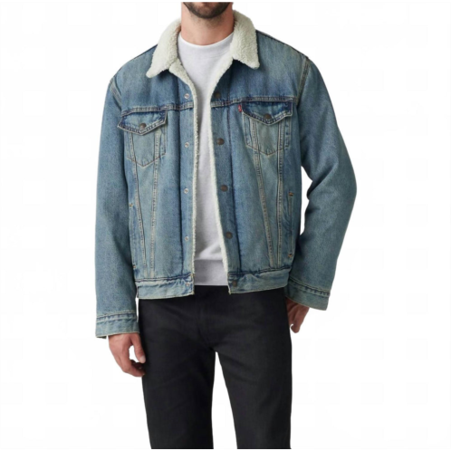 LEVI type iii sherpa trucker jacket in blue