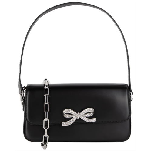 self-portrait bow-detail leather crossbody