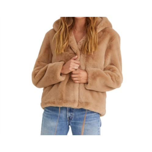 Bella Dahl faux fur hooded jacket in faux fur honey