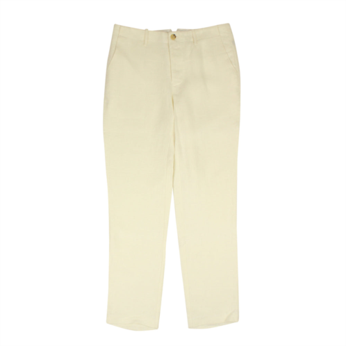 Freeman white plaid tailored linen trousers