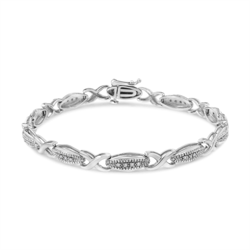 Haus of Brilliance .925 sterling silver 1/5 cttw round-cut diamond x link bracelet