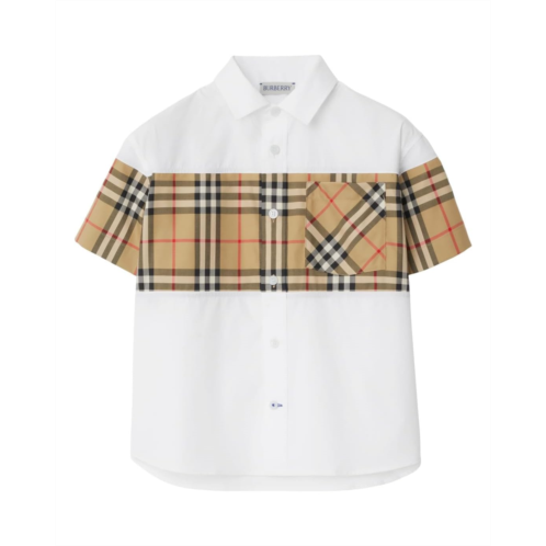 Burberry Kids Devon Short Sleeve Check Panel Shirt (Toddler/Little Kid/Big Kid)