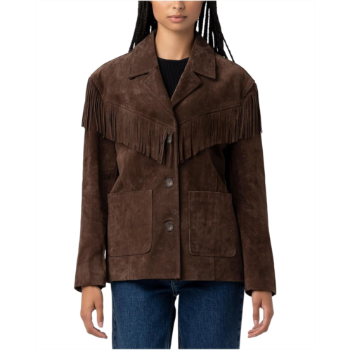 Womens Blank NYC Real Suede Fringe Blazer