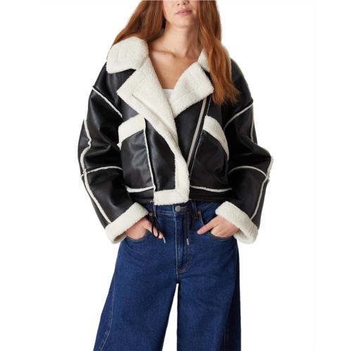 Blank NYC Leather and Sherpa Bonded Moto Jacket