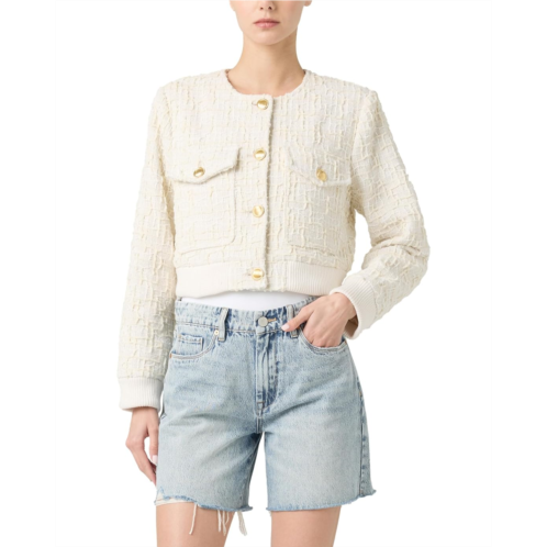 Blank NYC Woven Bomber Jacket With Gold Buttons