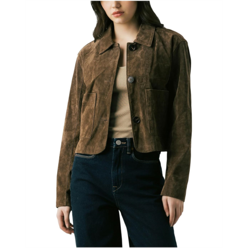 Womens Blank NYC Real Suede Cropped Blazer