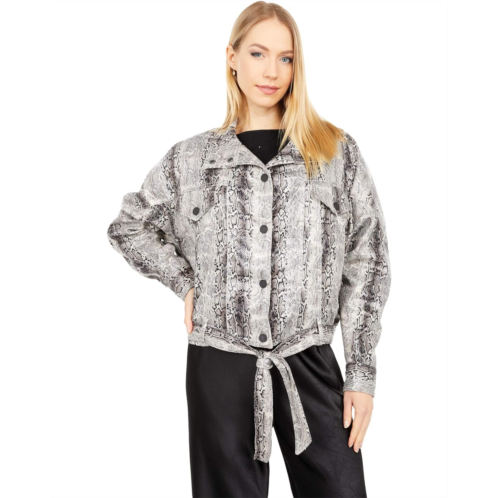 Blank NYC Snakeskin PU Drop Shoulder Belted Trucker