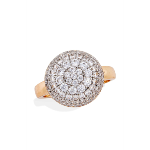SAVVY CIE JEWELS 18k gold plated white pave dome bold statement ring
