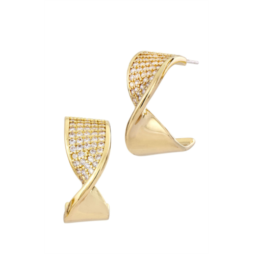 SAVVY CIE JEWELS 18k yellow gold plated twist cz c hoop earrings