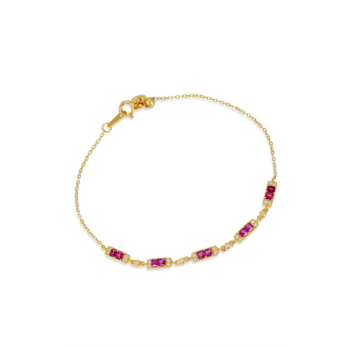 SAVVY CIE JEWELS 18k yellow gold plated over sterling silver .925 white and red cz bracelet