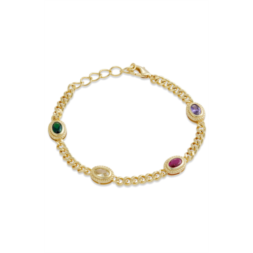SAVVY CIE JEWELS 18k gold plated multi color cz station bracelet