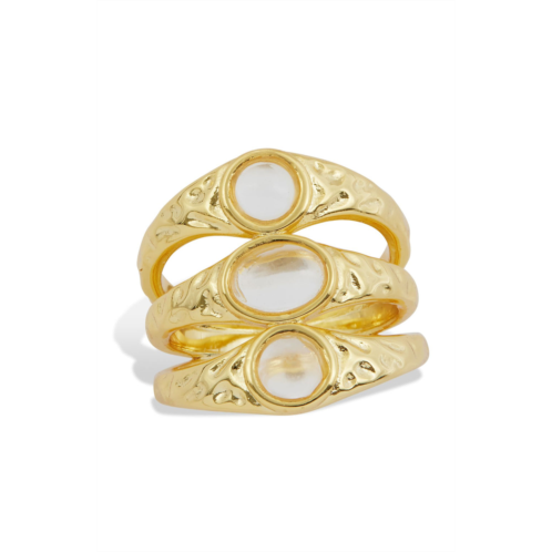 SAVVY CIE JEWELS 18k gold plated 3 green stones ring