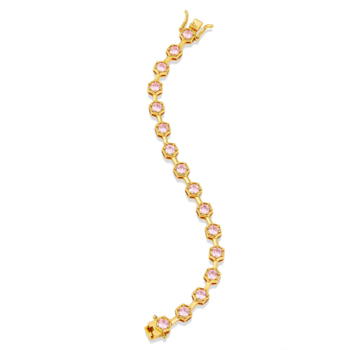 SAVVY CIE JEWELS 18k yellow gold plated octogon 7 long bracelet
