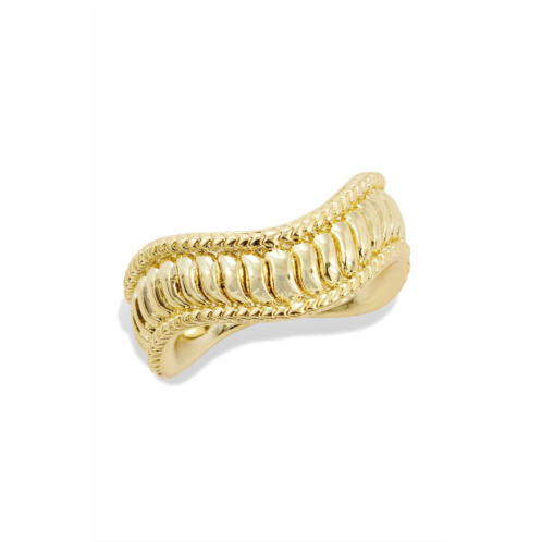 SAVVY CIE JEWELS 18k gold plated bent white cz ring