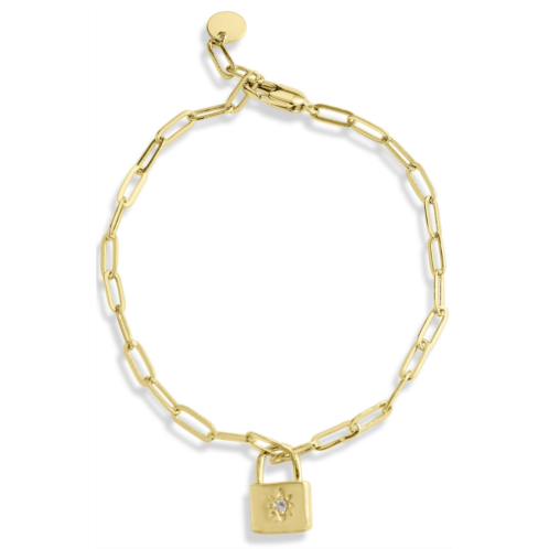 SAVVY CIE JEWELS 18k gold plated lock charm bracelet