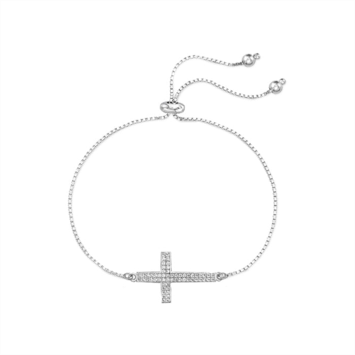 Savvy Cie Jewels 18k gold vermeil white cz sideways cross bracelet