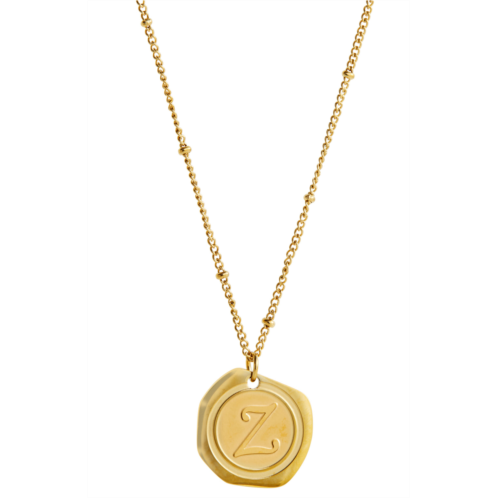 Savvy Cie Jewels 22k gold plated coin initial necklace