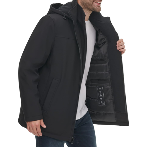 Mens Calvin Klein Hooded Rip Stop Water and Wind Resistant Jacket with Fleece Bib