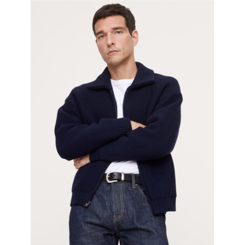 Bananarepublic Italian Merino-Blend Ribbed Sweater Jacket