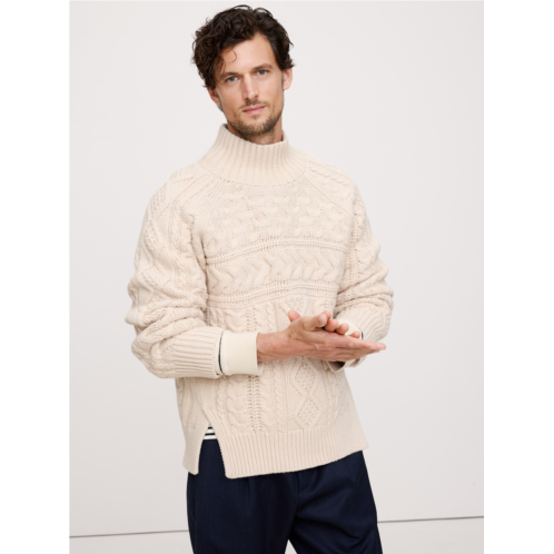 Bananarepublic Merino-Cotton Cable-Knit Sweater